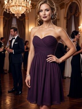 Bill Levkoff Strapless Chiffon Dress